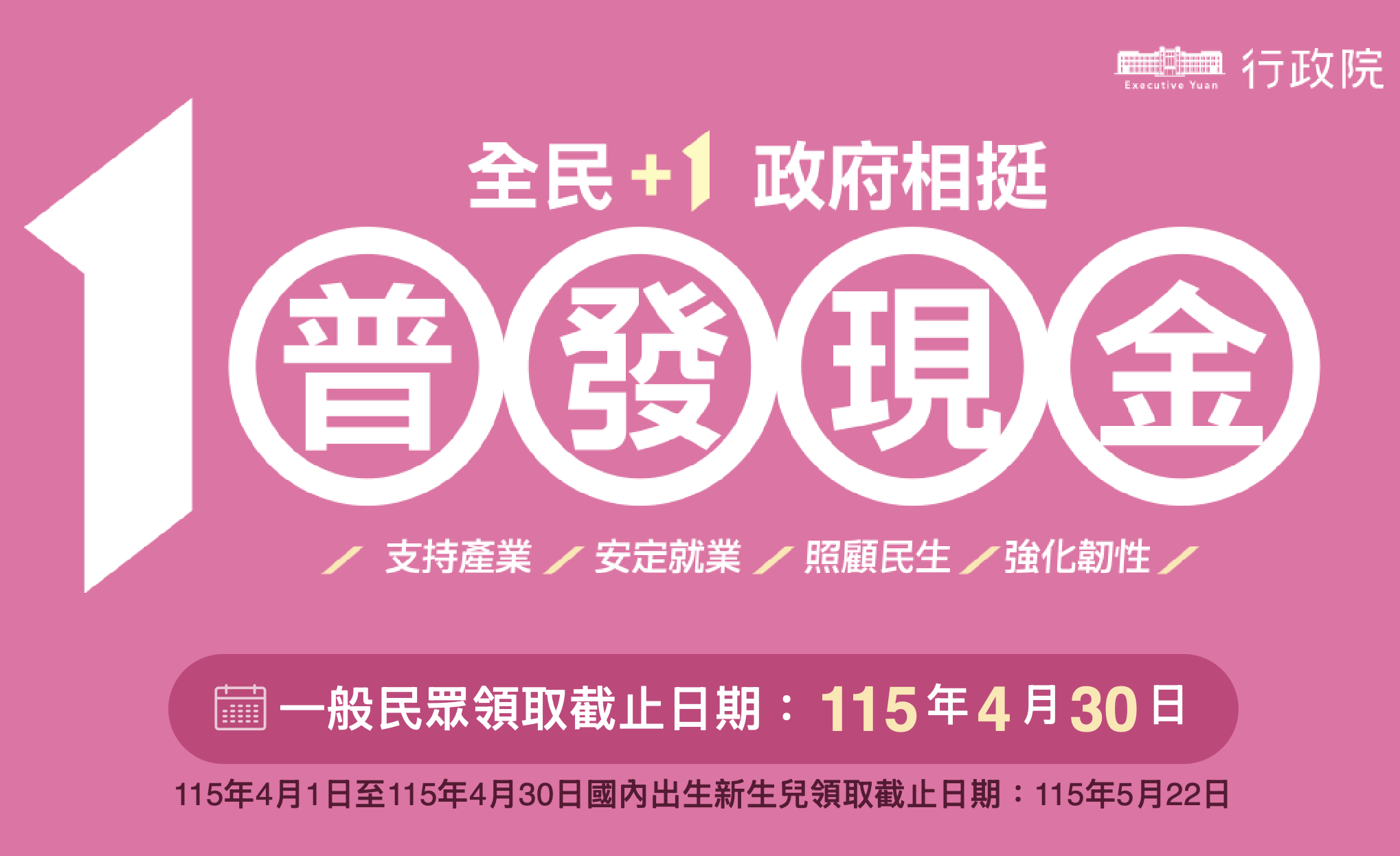 「全民+1 政府相挺」普發現金11月5日開放預登記